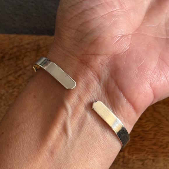 Sterling Silver open bangle stackable cuff unisex minimalist bracelet Taxco925